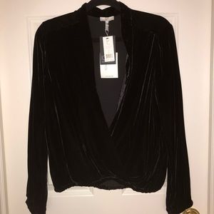 NWT joie velvet black blouse size xs